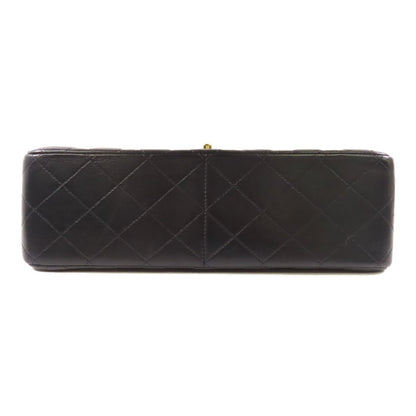 Chanel Black Sheepskin Leather Large Classic Golden Cross Shoulder Back Bag Lambskin (sheep Leather)