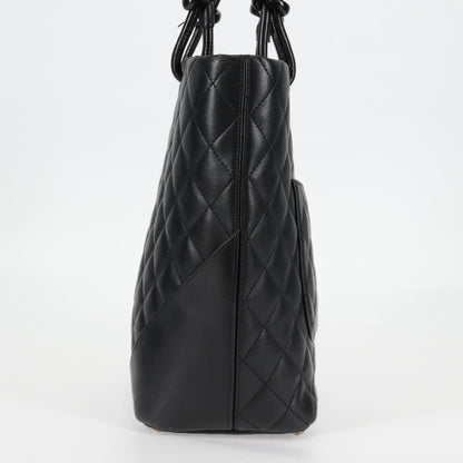 Chanel Matelasse Cambon Line Coco Mark Tote Bag Lambskin Black Cc Auth