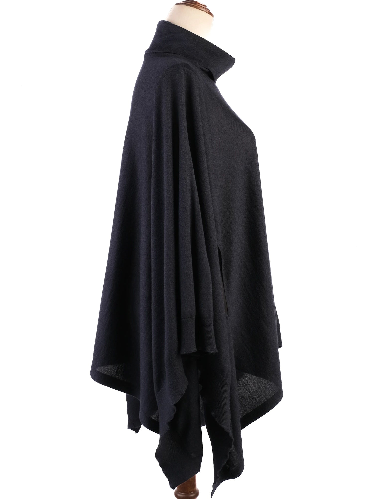 Excellent Brunello Cucinelli Blue Silk Poncho Turtleneck Size S