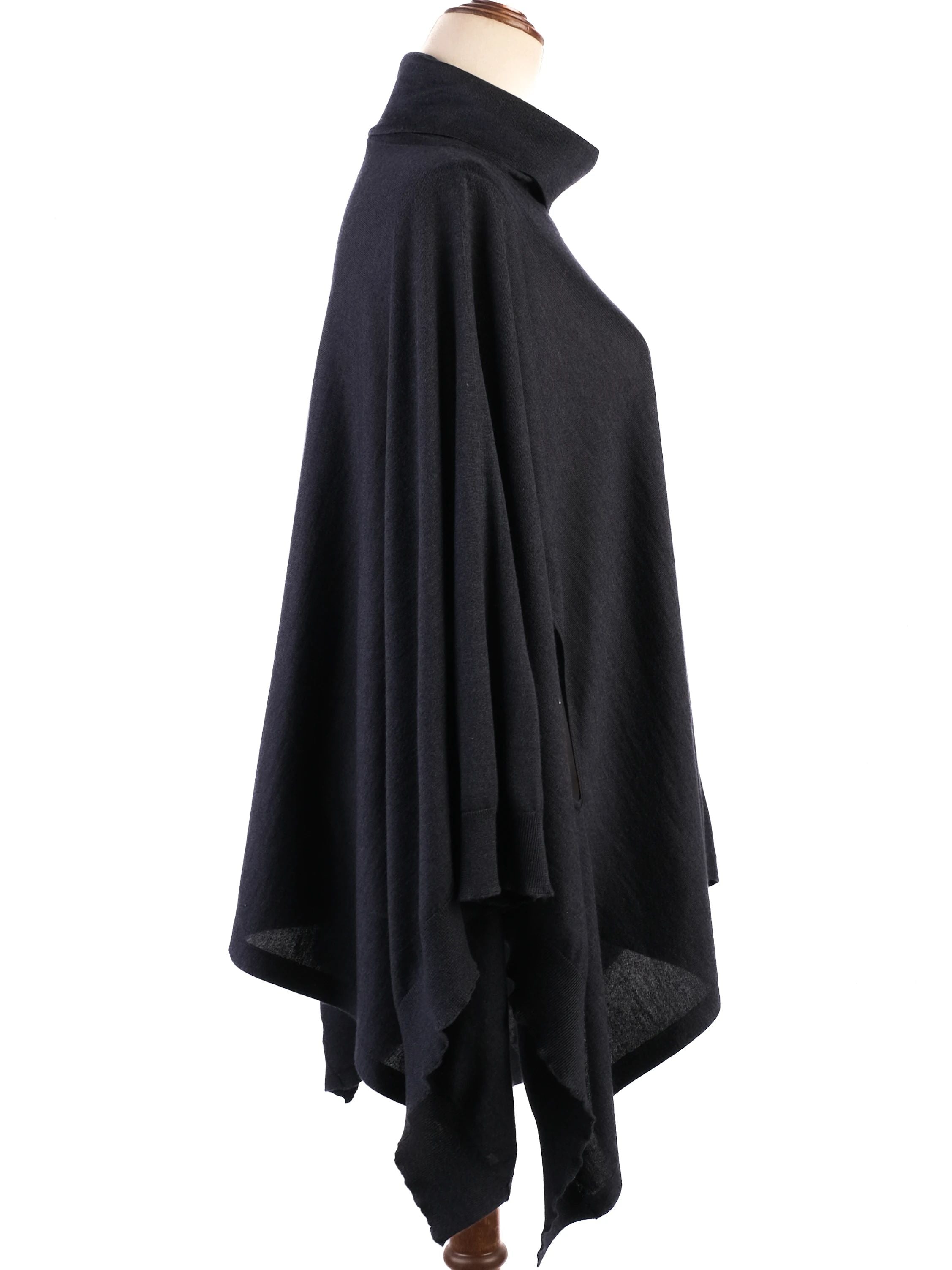 Excellent Brunello Cucinelli Blue Silk Poncho Turtleneck Size S