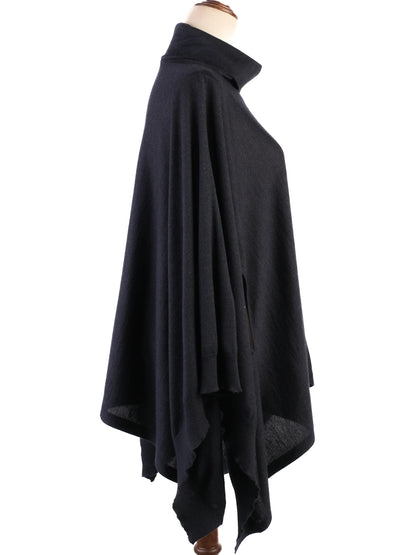 Excellent Brunello Cucinelli Blue Silk Poncho Turtleneck Size S