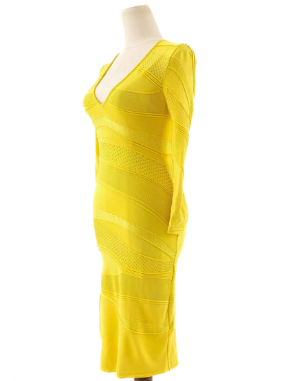 Excellent Roberto Cavalli Yellow Bodycon Dress Size S