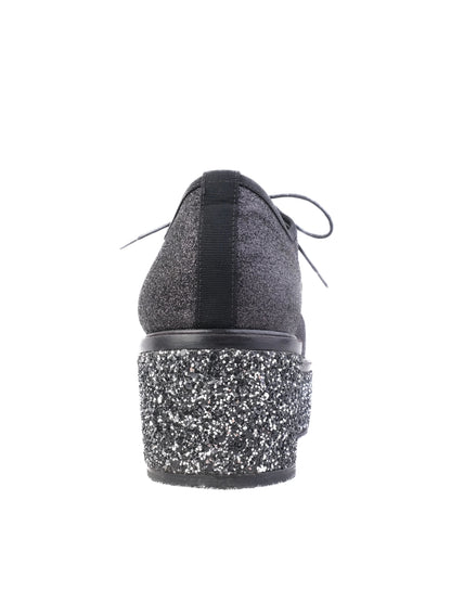 Excellent Sergio Rossi Black Fabric Shoes Size 38 with Glittery Platform