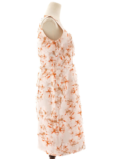 NEW Max Mara Floral Sleeveless Dress M Orange Beige Cotton