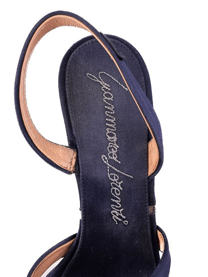 Excellent Gianmarco Lorenzi Blue High-Heeled Sandals Size 37.5