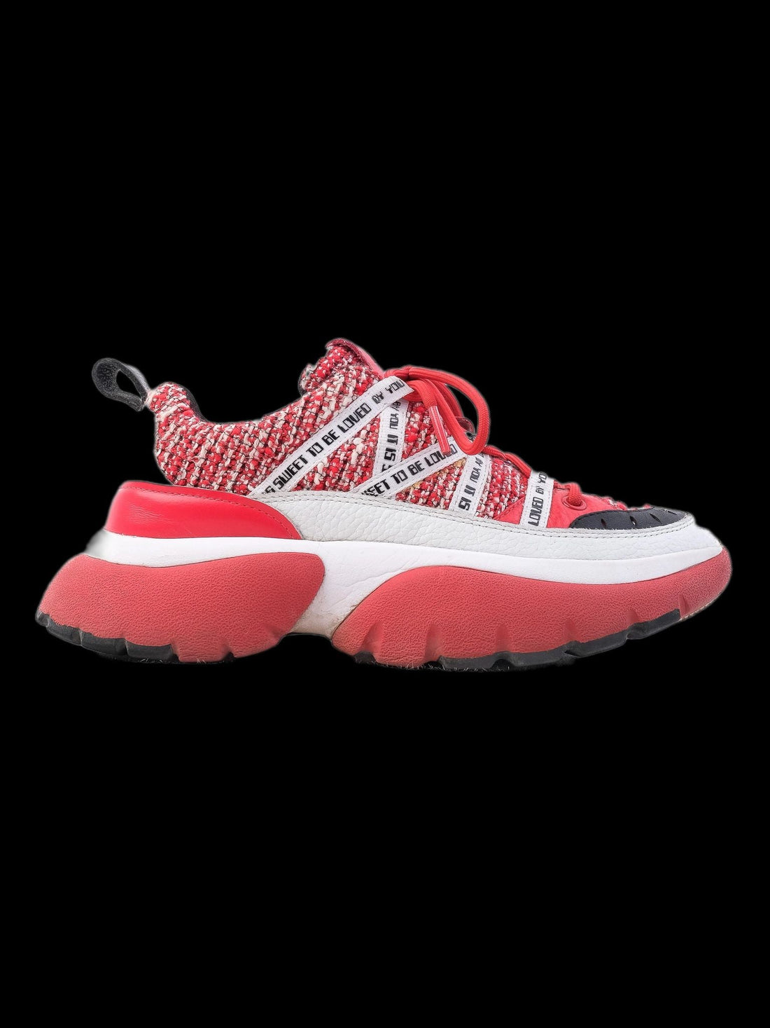 Excellent Maje Red and White Chunky Sneakers Women&