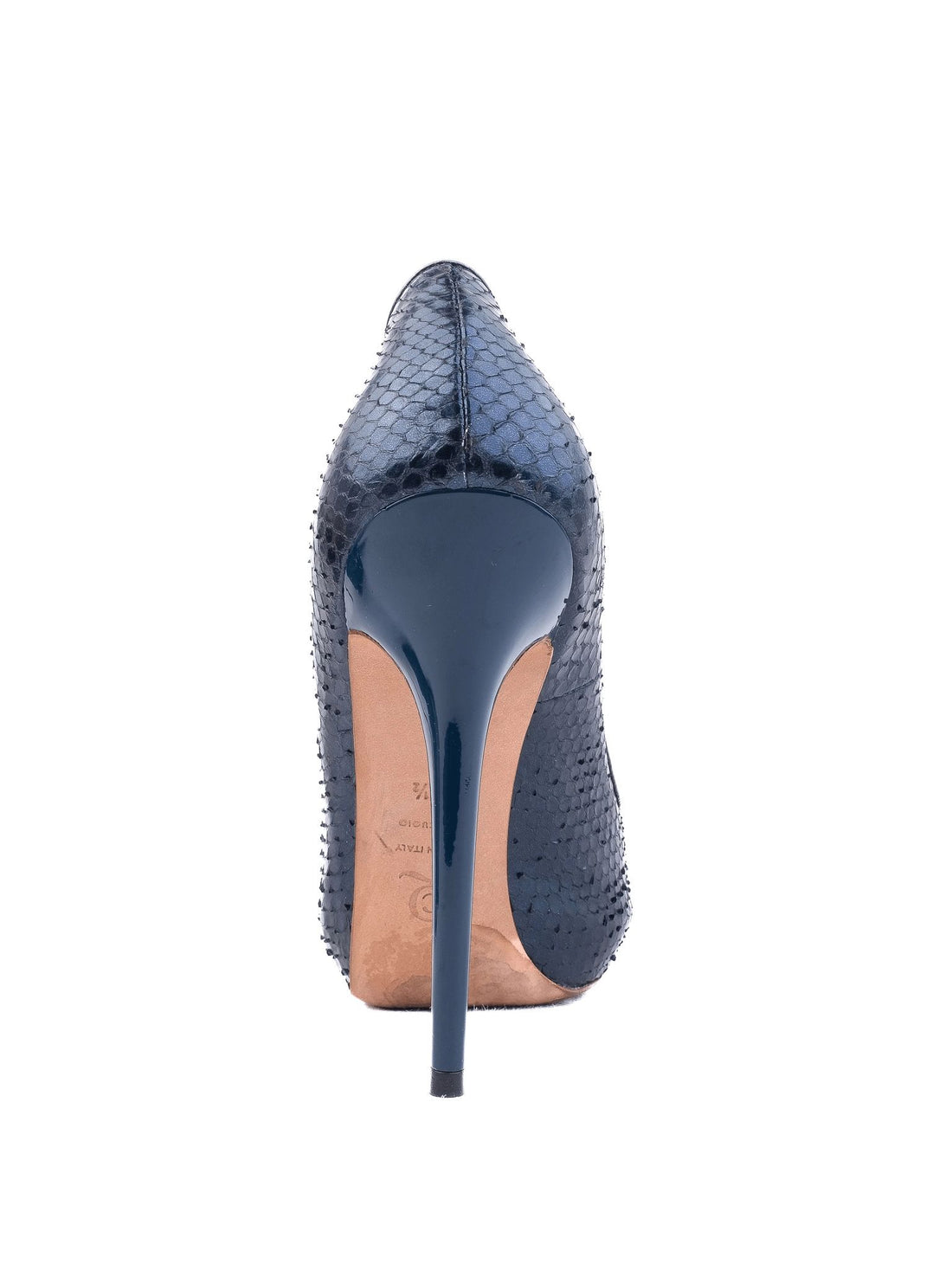 Excellent Alexander McQueen Blue Leather Peep-Toe High Heels