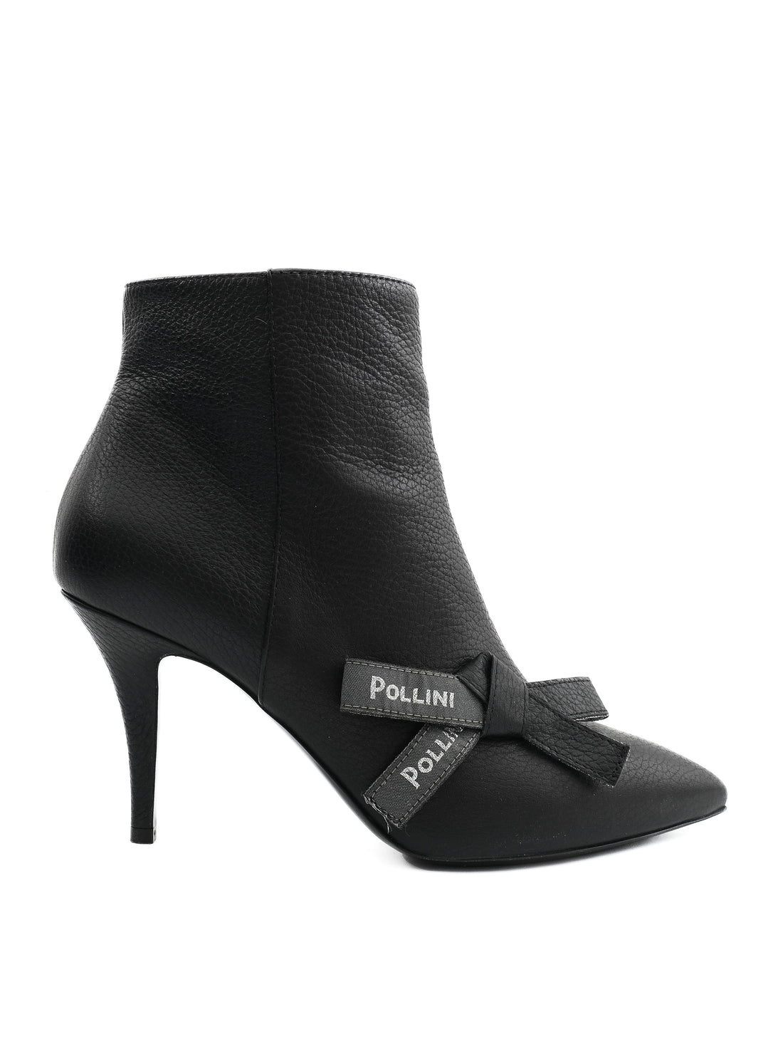 Excellent Pollini Black Leather Ankle Boots Size 39 with Stiletto Heels