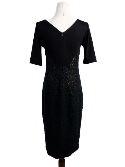 Excellent VDP Black Wool Dress Size L with Embellishments