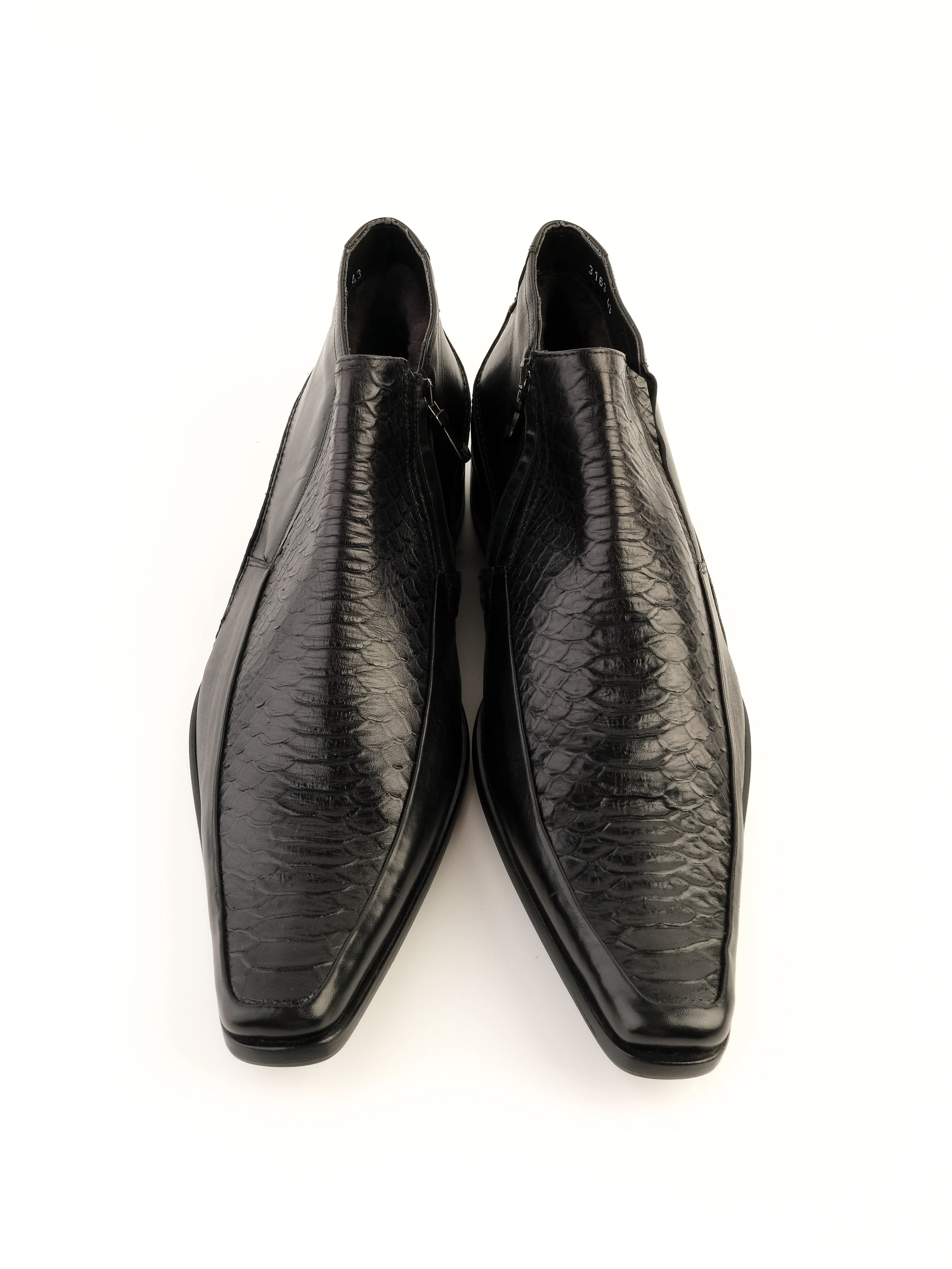 Lorenzi Black Leather Shoes Size 43 with Side Zipper - Perfect Condition