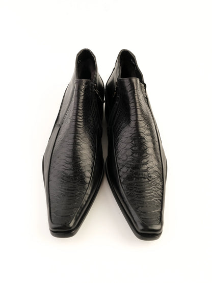 Lorenzi Black Leather Shoes Size 43 with Side Zipper - Perfect Condition