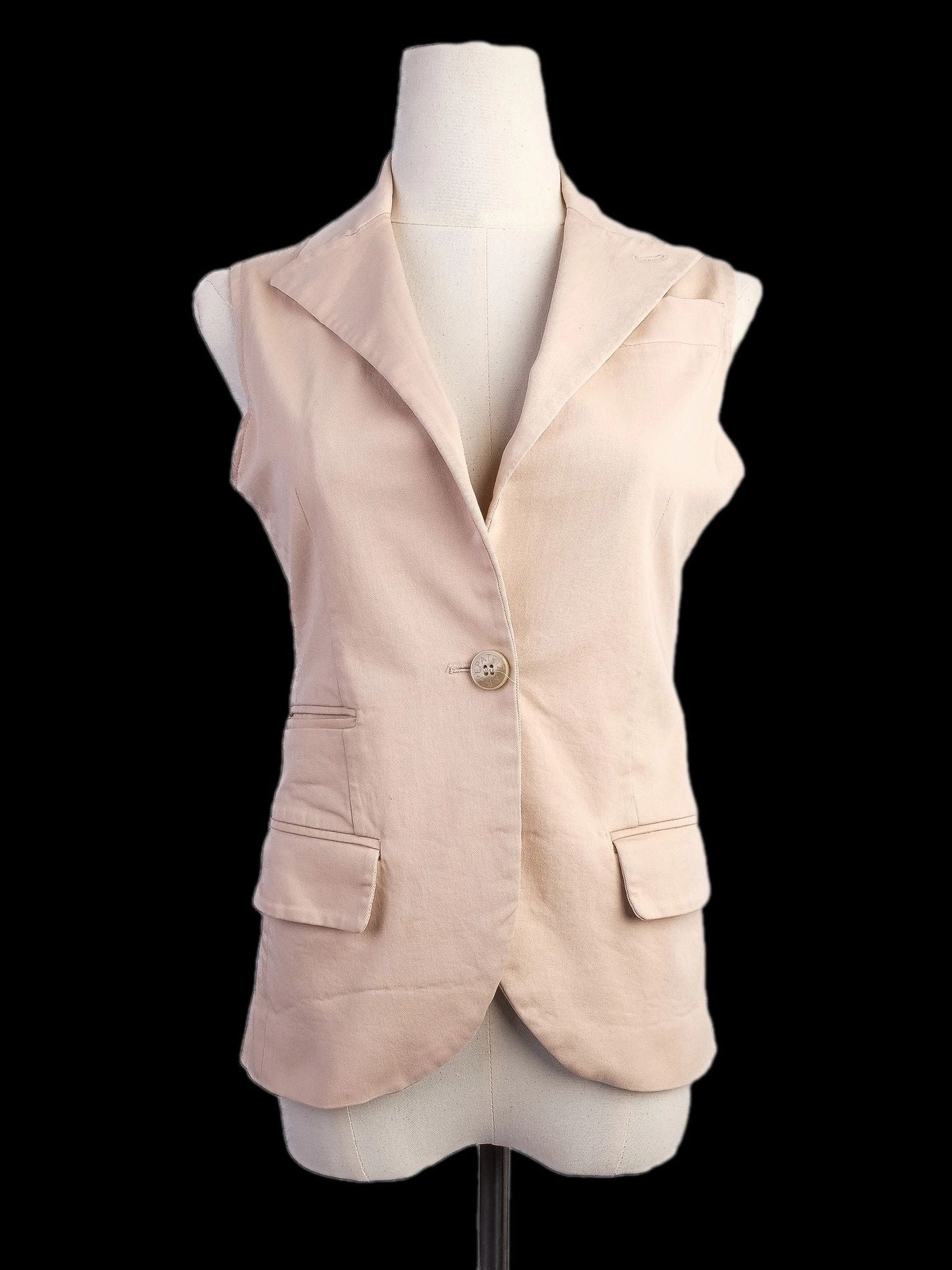 Excellent Patrizia Pepe White Cotton Vest Size S with Pockets