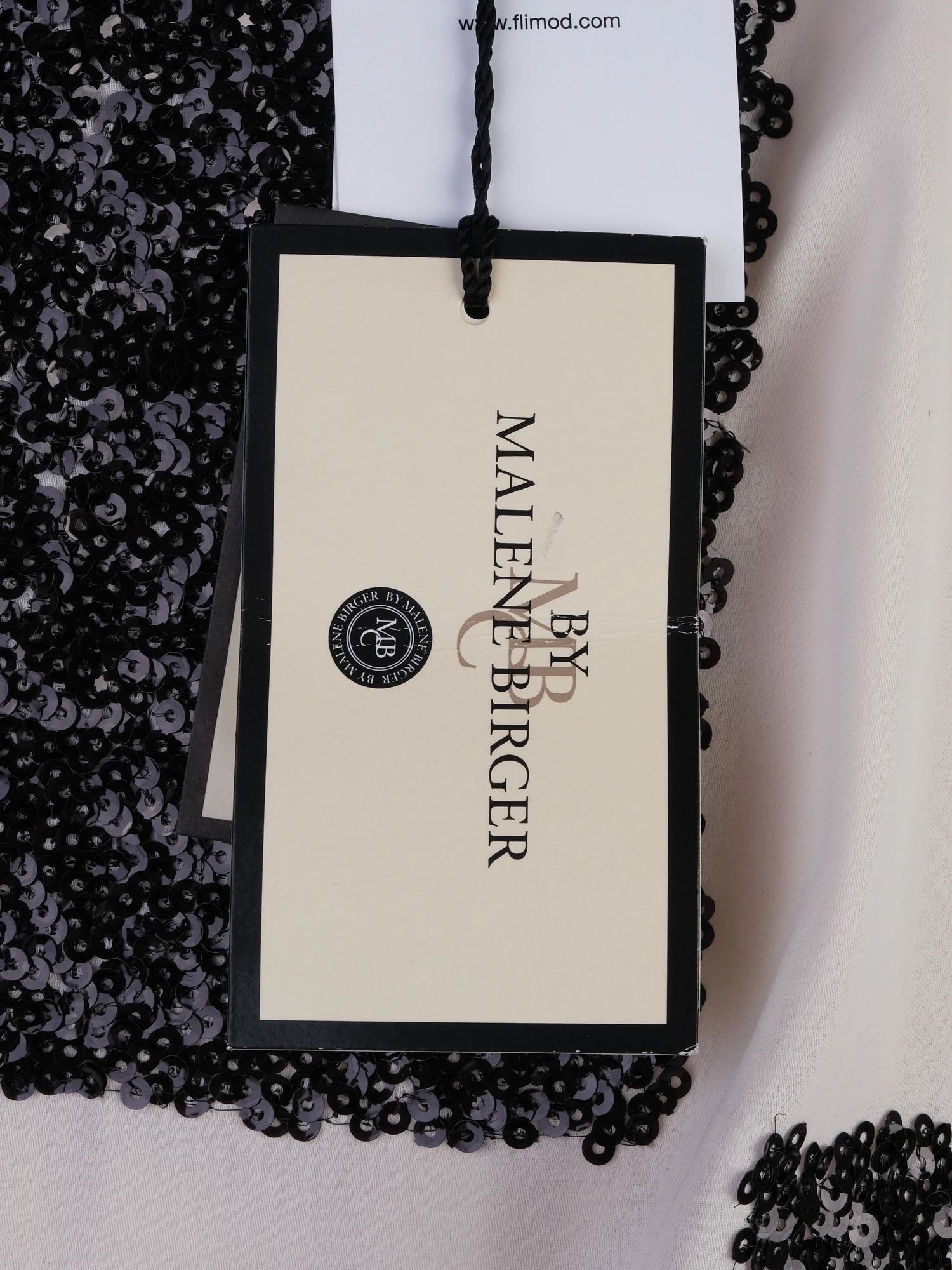 NEW By Malene Birger Long Sleeve Blouse XXS White Black Sequined Design