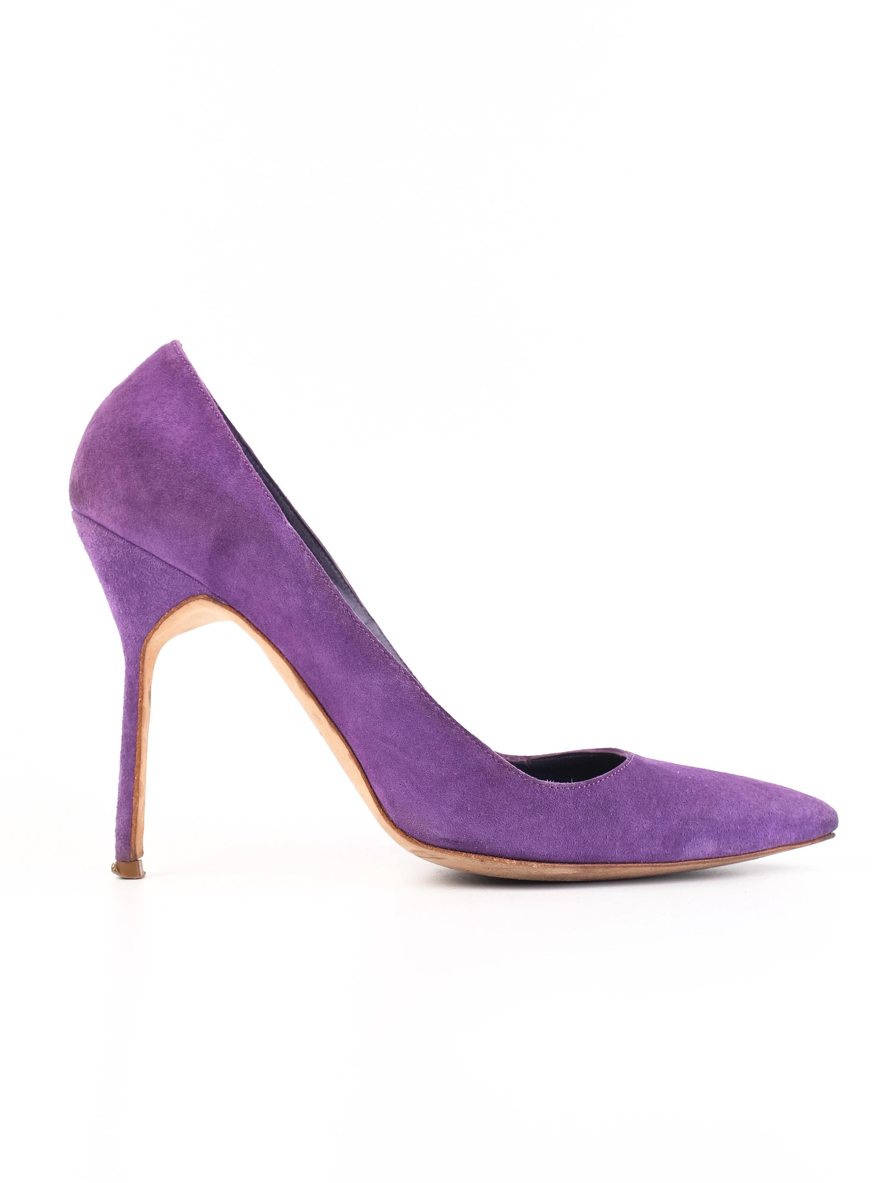 Excellent Manolo Blahnik Purple Leather High-Heeled Shoes Size 36