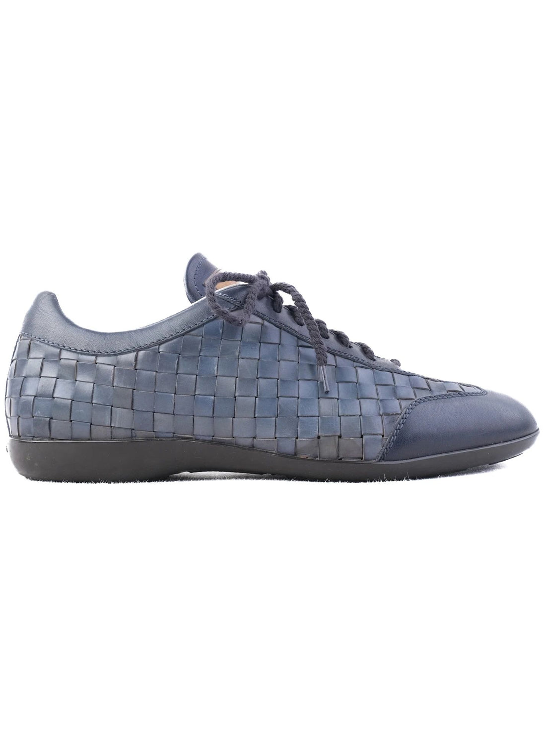 Excellent Santoni Woven Leather Sneakers Blue Size 40 Men