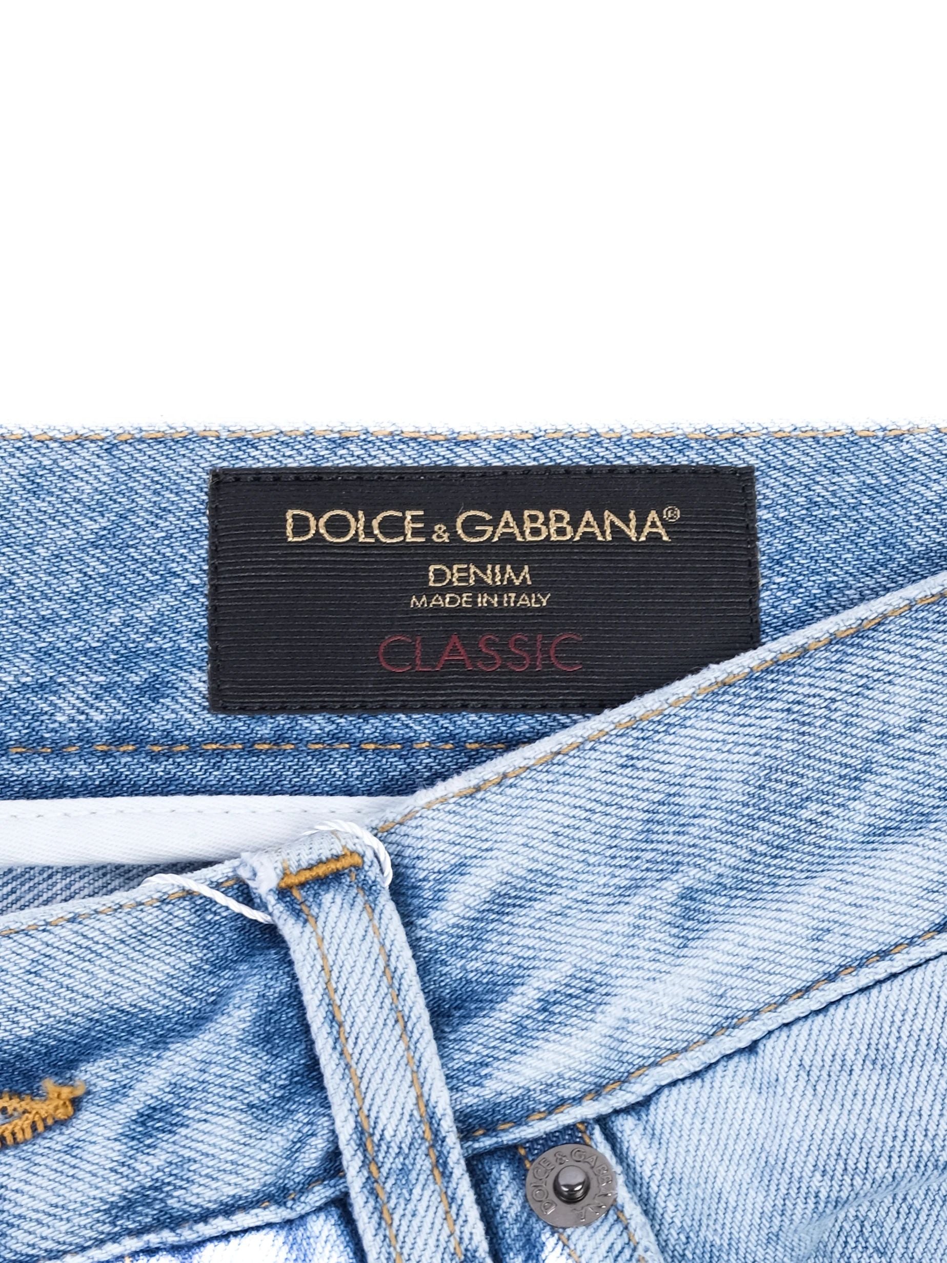 Excellent Dolce Gabbana Light Blue Denim Jeans Size L Cherub Design