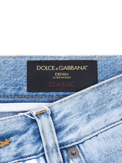 Excellent Dolce Gabbana Light Blue Denim Jeans Size L Cherub Design
