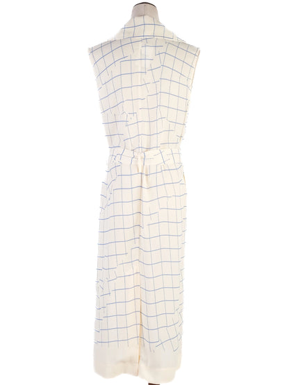 Victoria Beckham Sleeveless Trench Coat Blue Grid Pattern XS Excellent