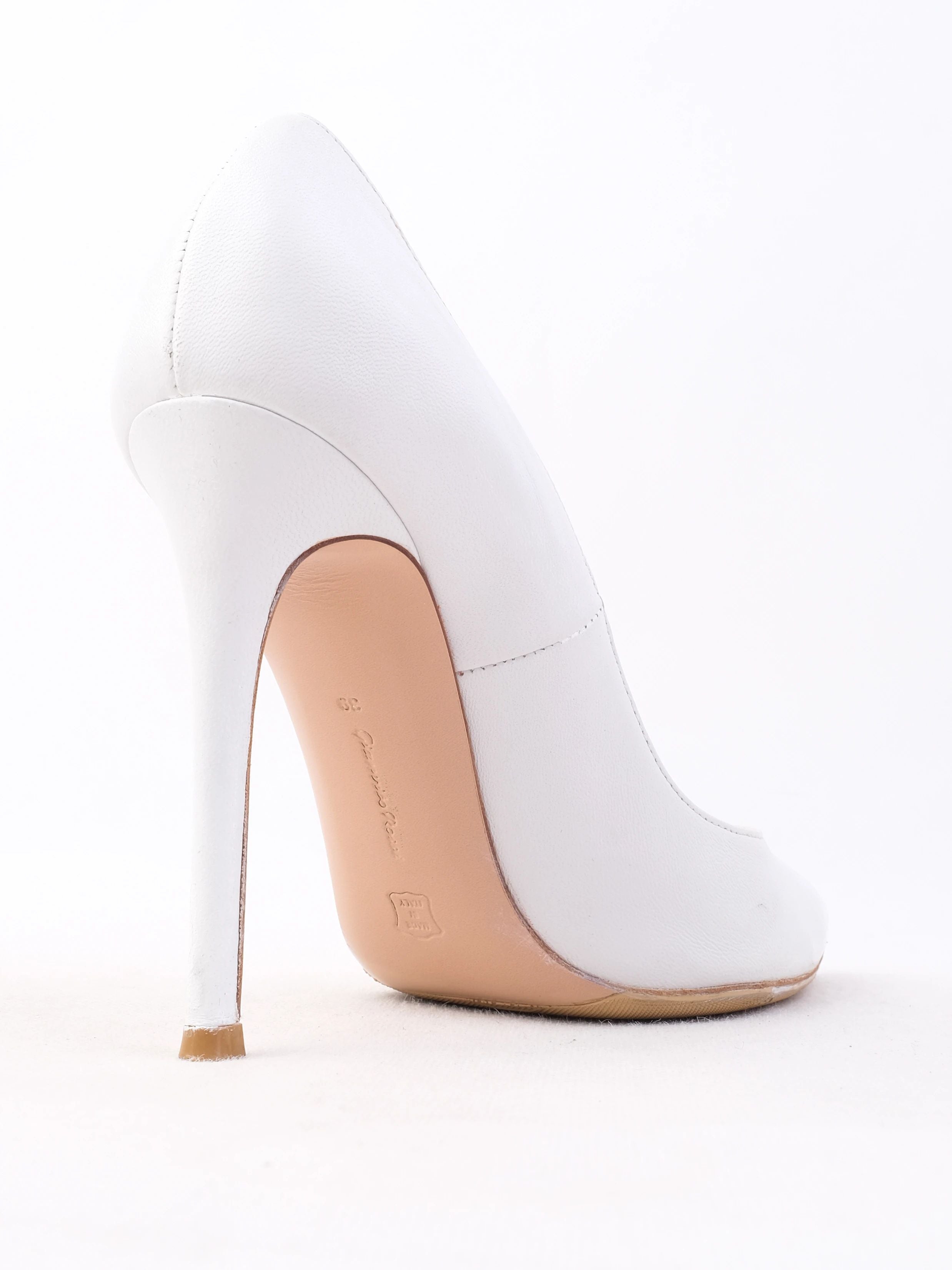 Excellent Gianvito Rossi White Leather High-Heeled Shoes Size 39