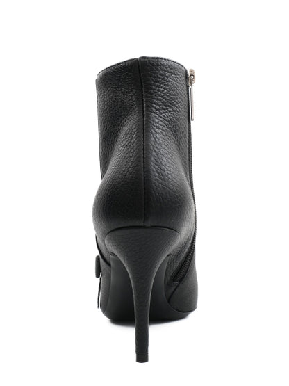 Excellent Pollini Black Leather Ankle Boots Size 39 with Stiletto Heels