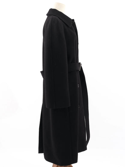 Perfect Burberry Black Wool Long Coat with Belt Size L