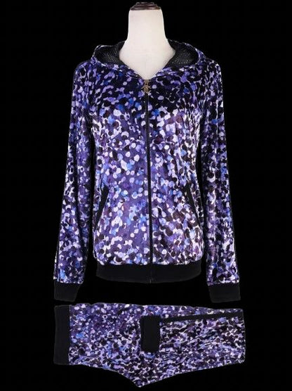 Excellent Roberto Cavalli Hooded Jacket Purple Black Size M