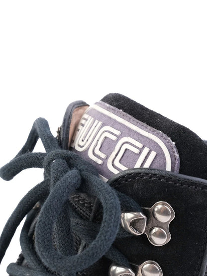 Excellent Gucci Black Leather High-Top Hiking Boots for Women