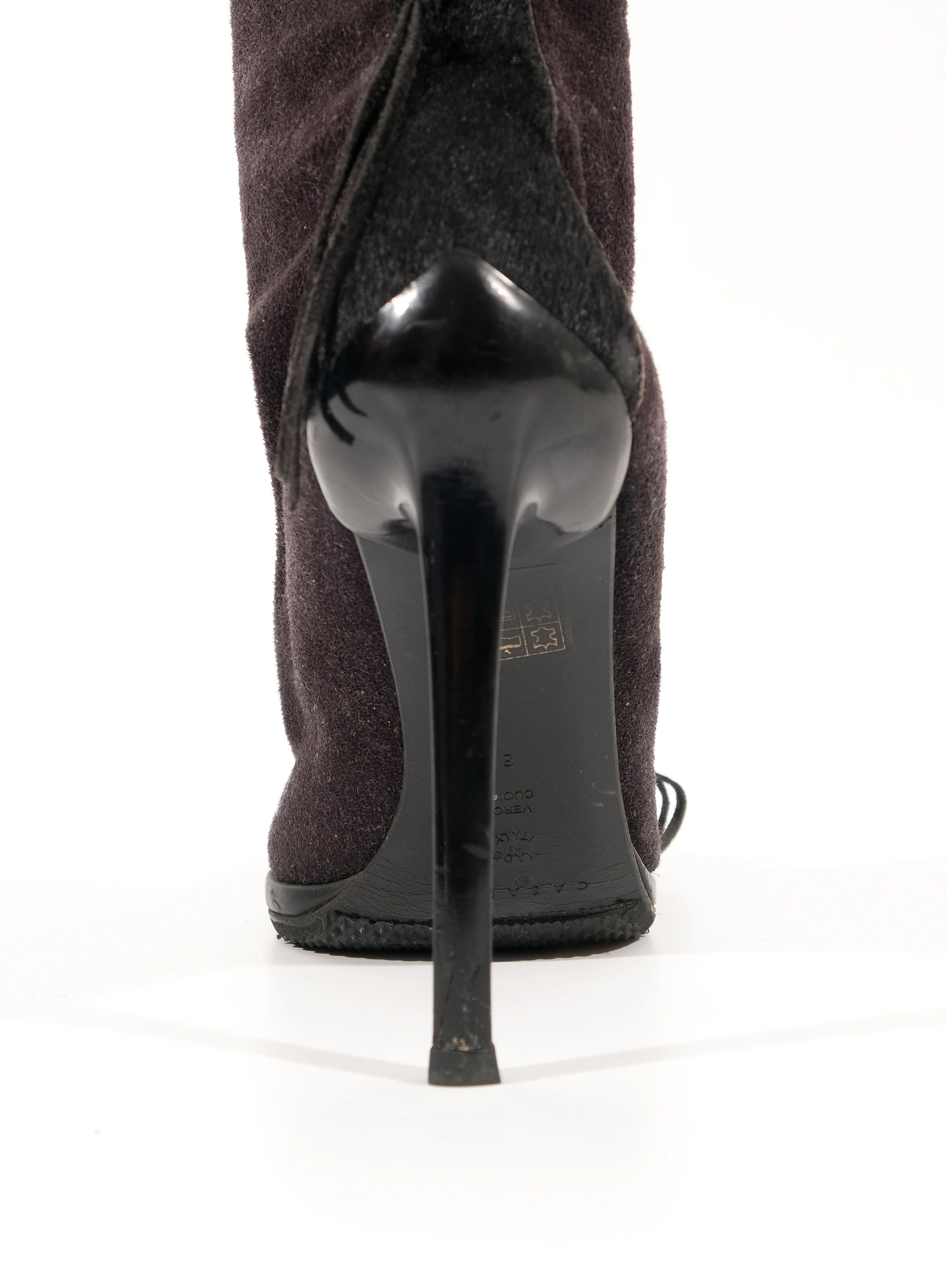 Excellent Casadei Black Leather High-Heeled Boots Size 38