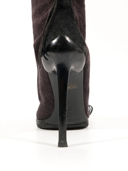 Excellent Casadei Black Leather High-Heeled Boots Size 38
