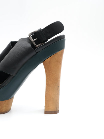 Excellent Marni High-Heeled Black Leather Sandals Size 37