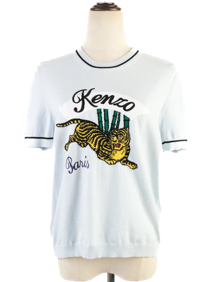 Excellent Kenzo Blue Tiger Design Sweater Size M
