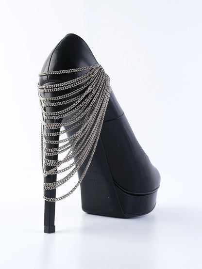 Excellent Yves Saint Laurent Black Leather High-Heeled Shoes Size 39.5