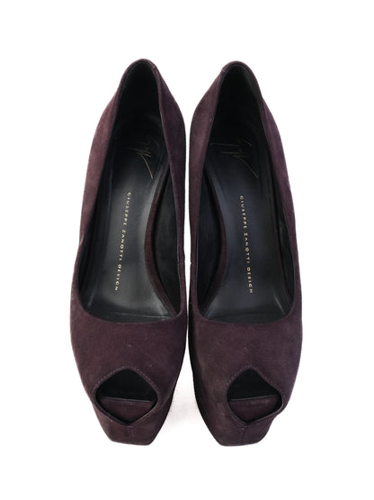 Excellent Giuseppe Zanotti Purple Suede High-Heeled Platform Shoes Size 37.5