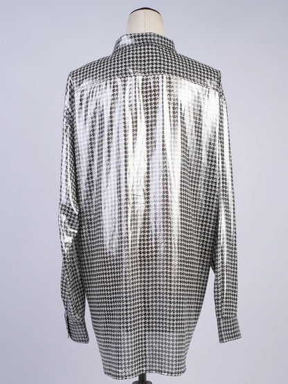 Excellent Ralph Lauren Houndstooth Button-Up Shirt XL Women