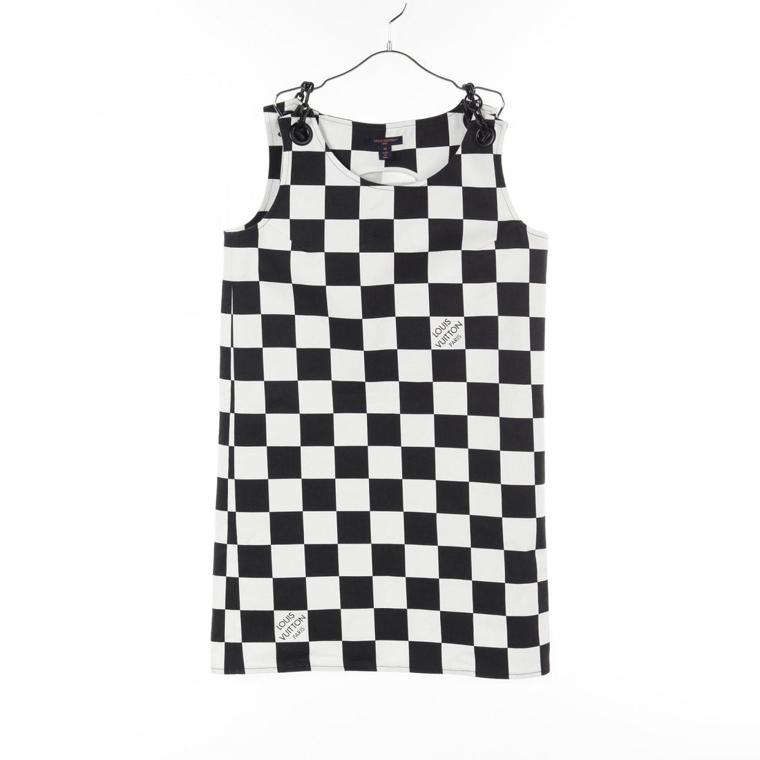 Louis Vuitton Damier Denim Chain Strap Dress Black White Dress Rw 251ww Nvu Fsdr 10