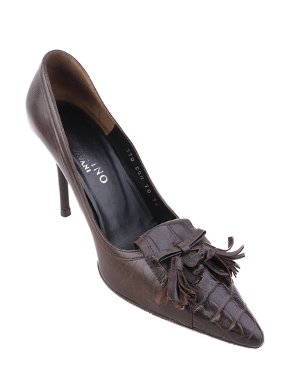 Excellent Valentino Orange Leather Stiletto Heels Size 36