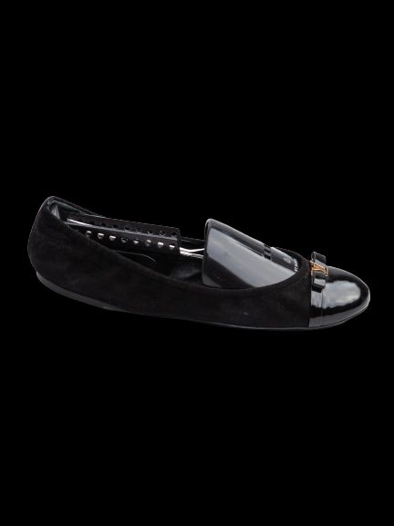Average Louis Vuitton Black Velvet Loafers Size 37.5 with Gold Logo