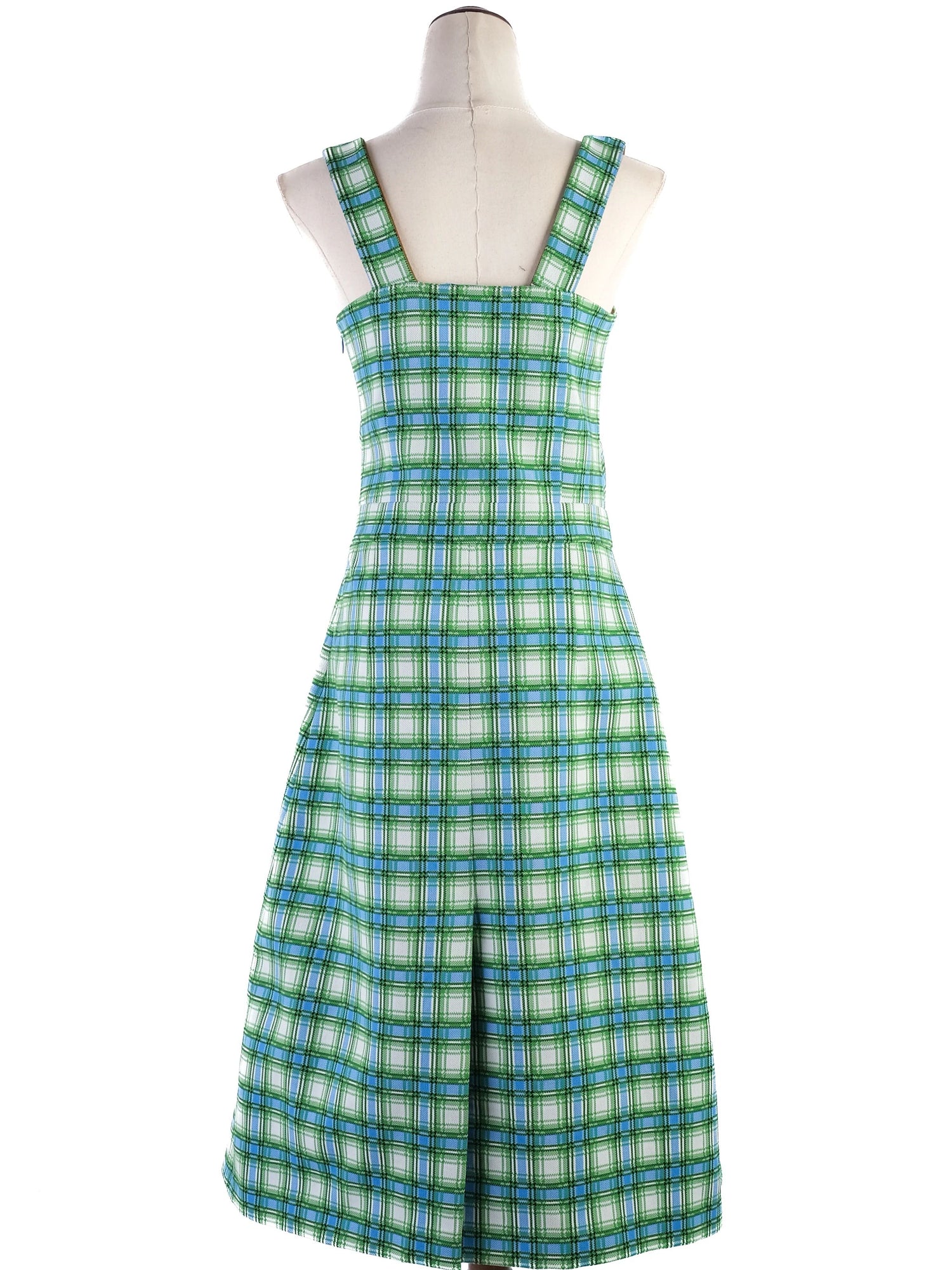 Excellent Prada Green Blue White Plaid Dress Size N/A