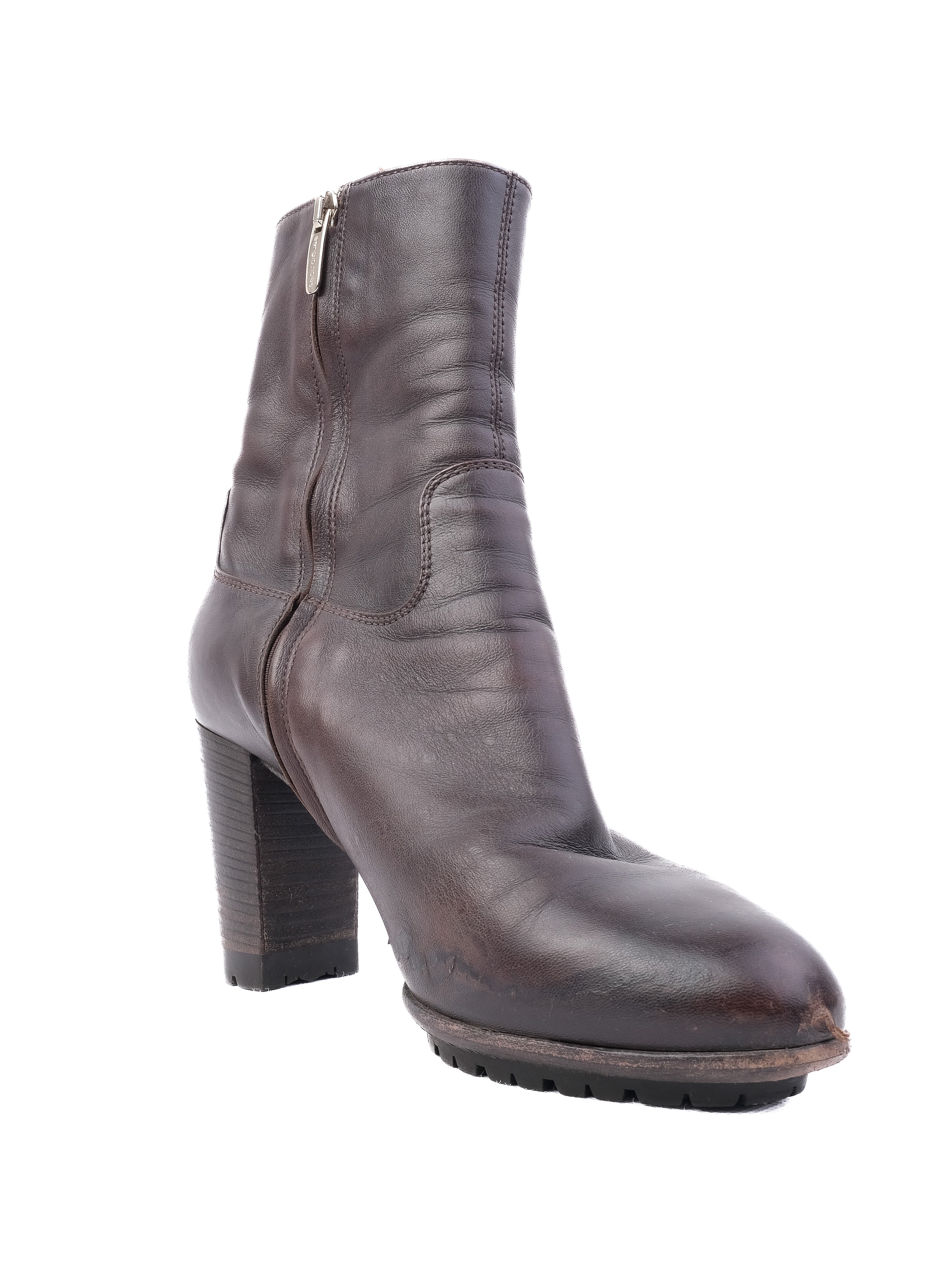Perfect Sergio Rossi Orange Leather Ankle Boots Size 39