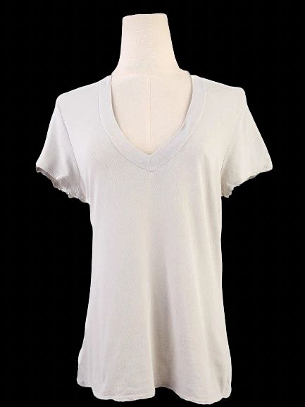 Excellent Standard James Perse Gray Cotton V-Neck T-Shirt Size S