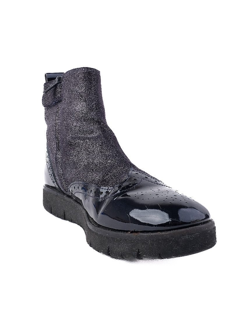 Perfect Baldinini Black Ankle Boots Size 35 Patent Leather &amp; Suede