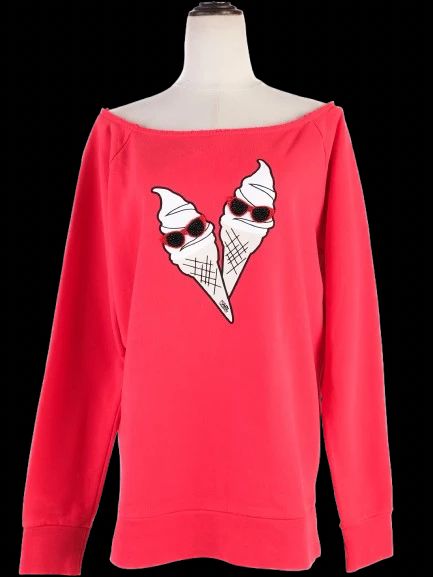 Karl Lagerfeld Red Cotton Sweatshirt XL with Ice Cream Design