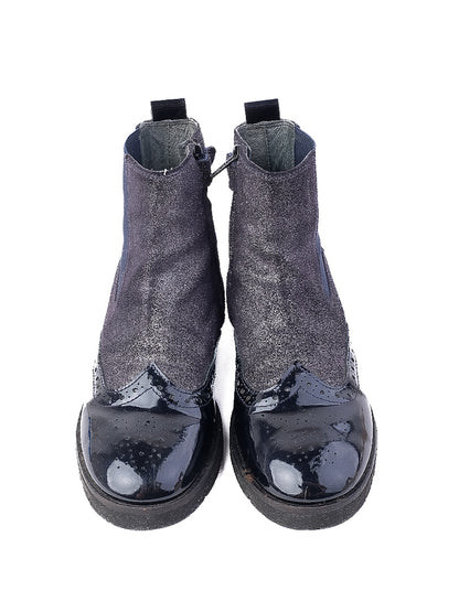 Perfect Baldinini Black Ankle Boots Size 35 Patent Leather &amp; Suede