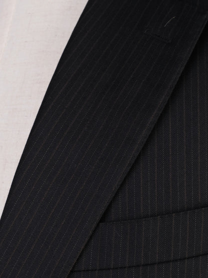 Excellent Canali Black Wool Pinstripe Suit Jacket Size XXL