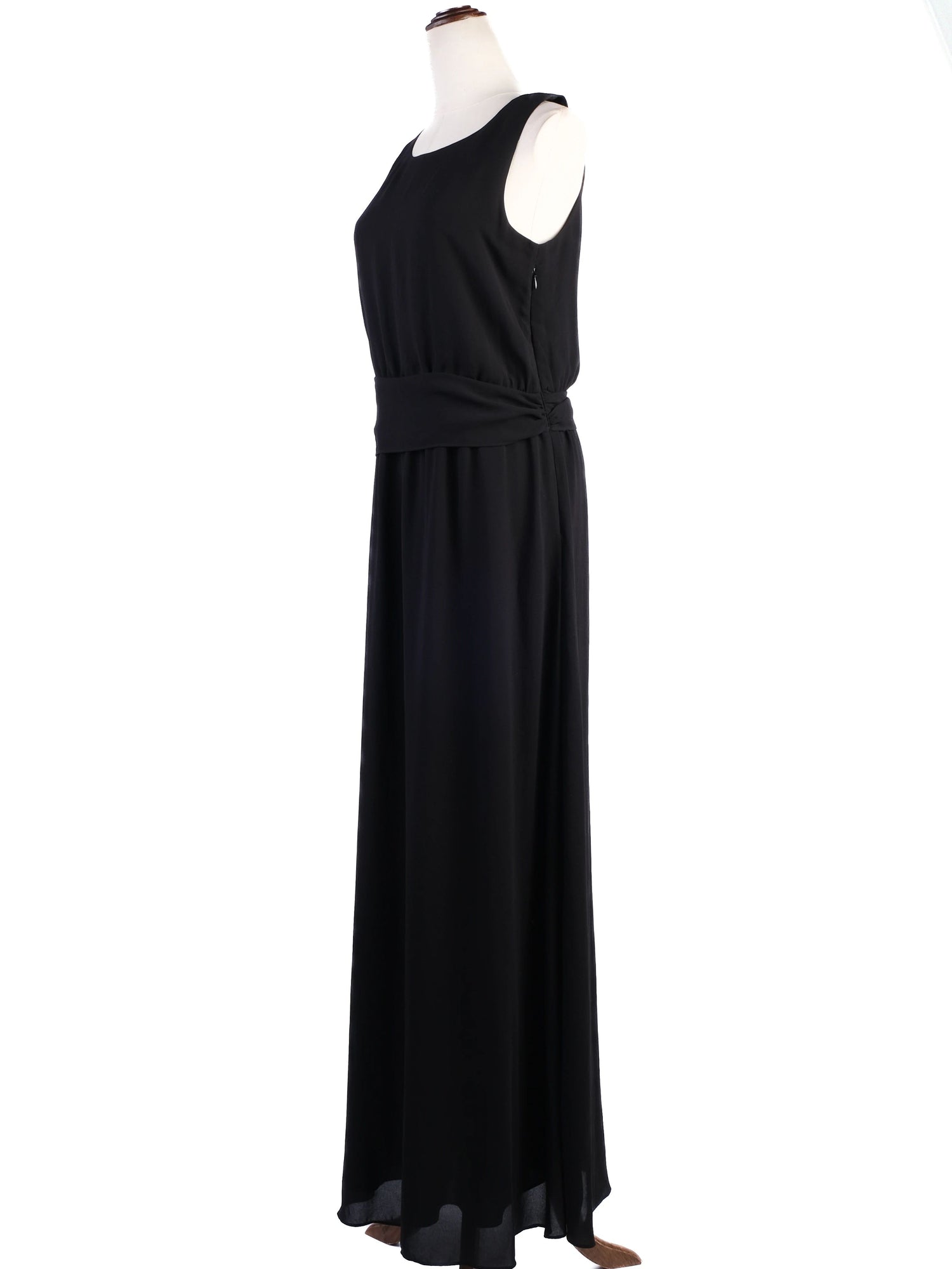 Excellent Theory Black Sleeveless Dress Size S, Polyester, Flowing Skirt