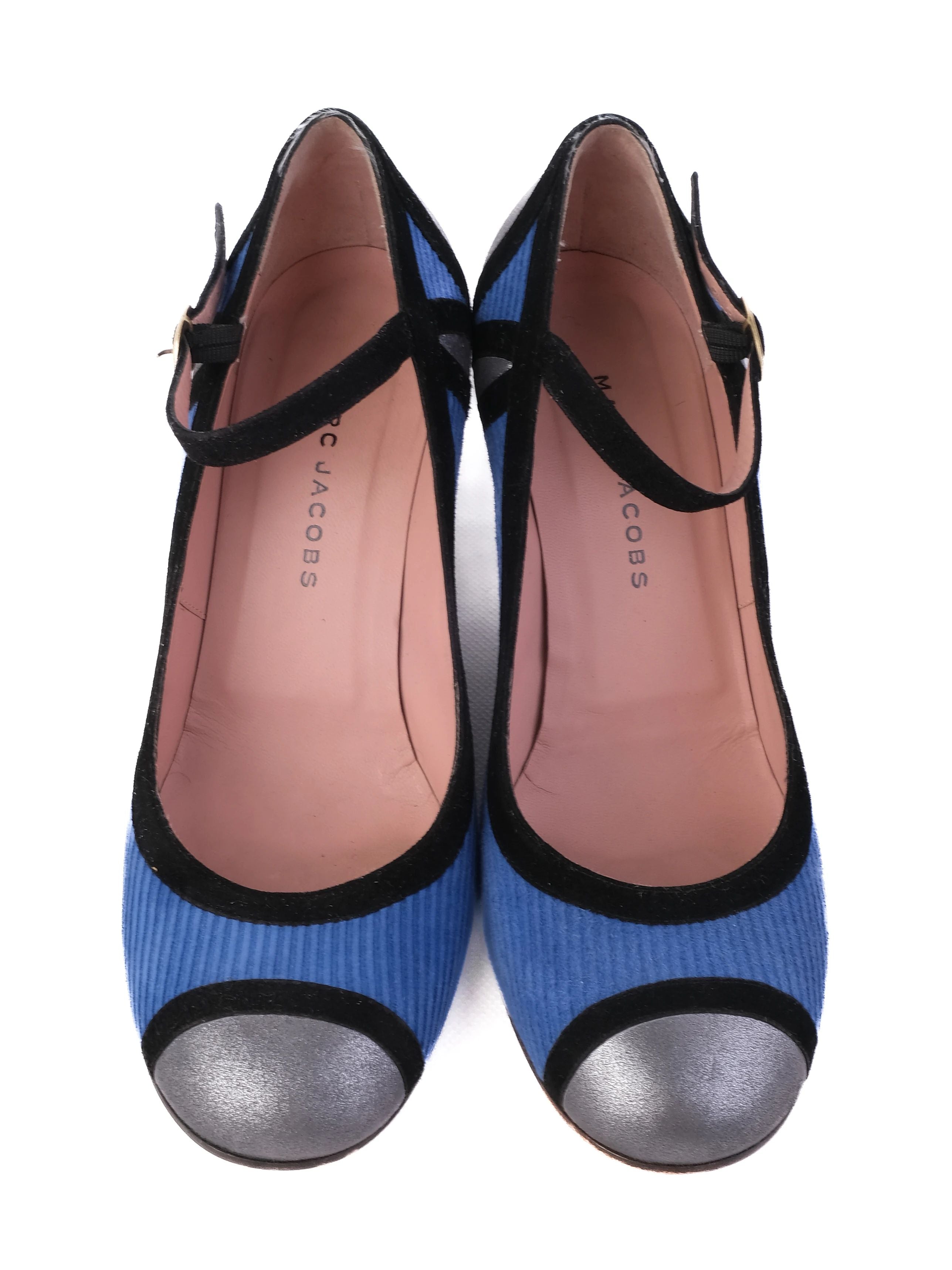 Excellent Marc Jacobs Blue Fabric High-Heeled Mary Jane Shoes Size 40
