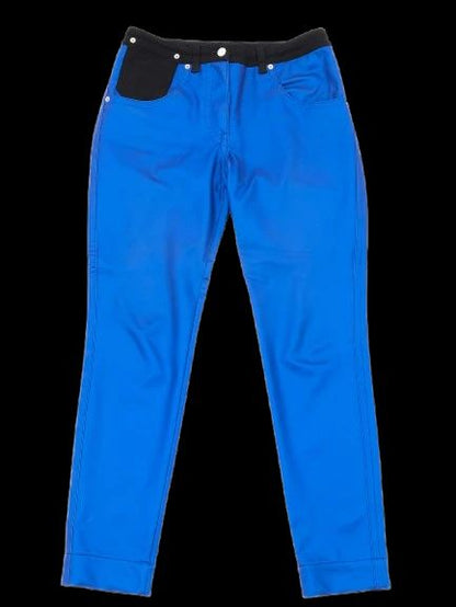 Excellent Louis Vuitton Blue Polyester Pants Size M with Black Accents