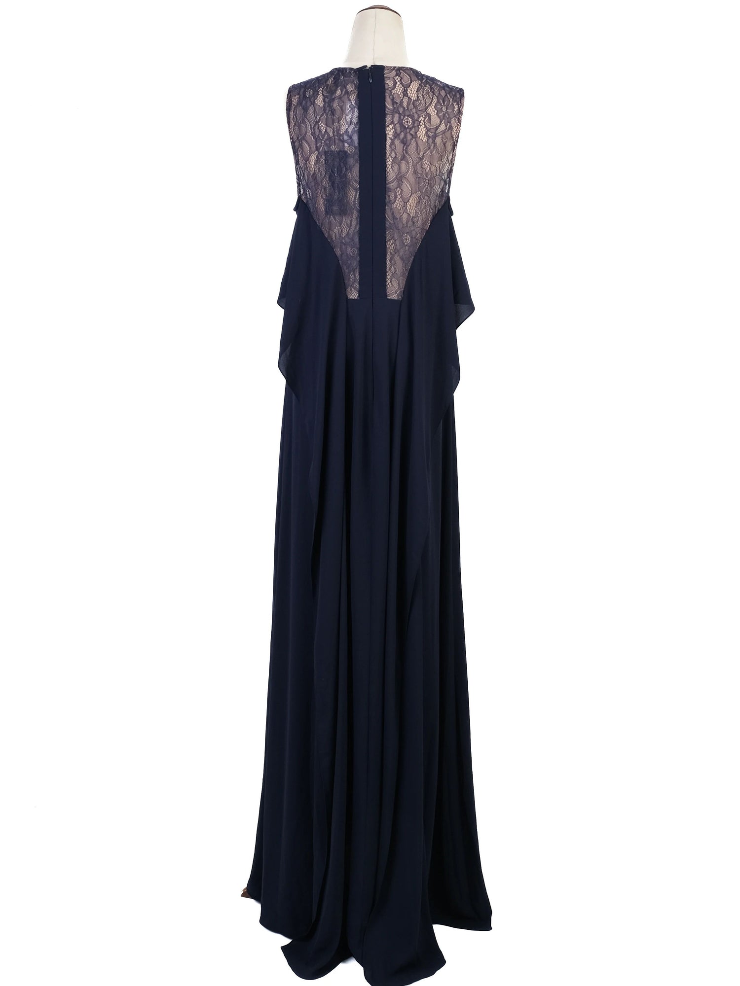 NEW BCBGMaxazria Blue Lace Overlay Sleeveless Gown Size M
