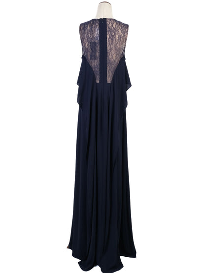 NEW BCBGMaxazria Blue Lace Overlay Sleeveless Gown Size M