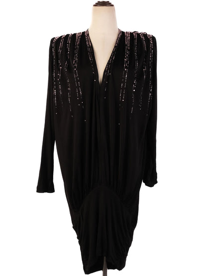 Excellent Attico Black Viscose Dress Size L with Pink Sequins